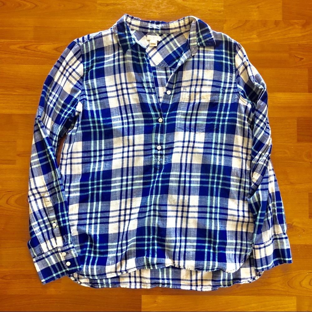 J.Crew 100% cotton plaid tunic shirt - size Small